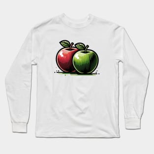 Apples Green Red Trees Fruit Vintage Long Sleeve T-Shirt